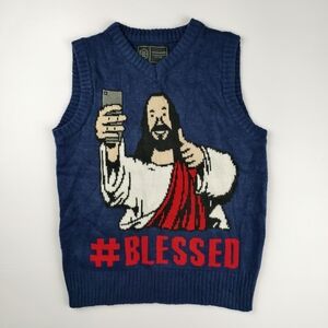 Blessed Jesus Knit Sweater Vest | Meme Trend | Funny Xmas Party | XS/S Women Fit